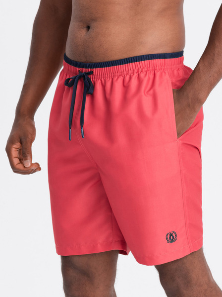 Ombre Clothing Κοραλλί ανδρικό μαγιό με ραβδώσεις Ombre Clothing