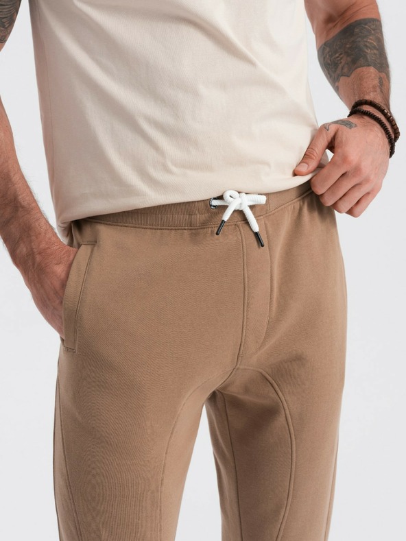 Ombre Clothing Καφέ ανδρικό παντελόνι jogger Ombre Clothing