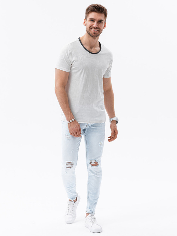 Ombre Clothing Κρεμ ανδρικό μπλουζάκι Ombre Clothing