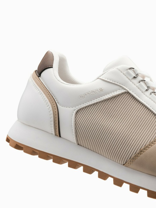 Ombre Clothing Μπεζ και λευκά ανδρικά αθλητικά παπούτσια Ombre Clothing