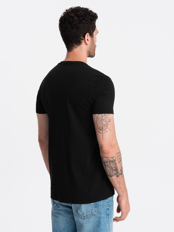 Ombre Clothing Μαύρο ανδρικό τυπωμένο t-shirt Ombre Clothing