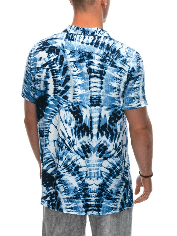 Ombre Clothing Mod λευκό ανδρικό μοτίβο πουκάμισο με κοντό μανίκι Ombre Clothing