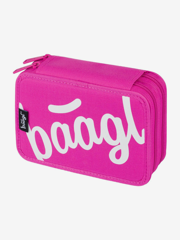 BAAGL  Ροζ σχολική μολυβοθήκη διπλής βαθμίδας λογότυπο ροζ Baagl