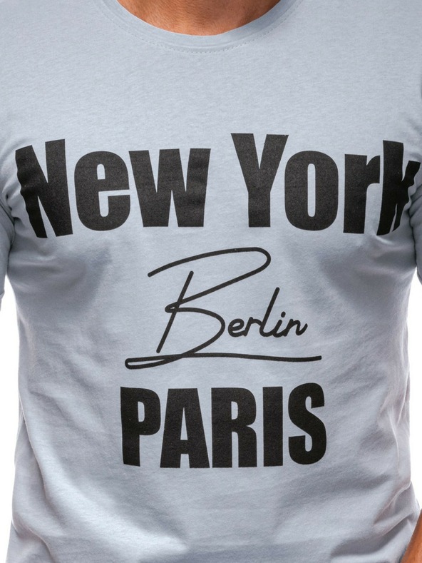 Edoti Ανδρικό μπλουζάκι με στάμπα - γκρι ΕΔΩΤΗ