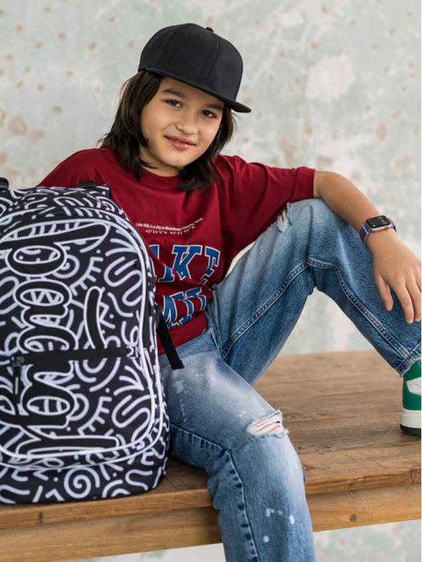 BAAGL  Μαύρο σχολικό σετ με σχέδια - σακίδιο πλάτης, μολυβοθήκη, τσάντα Baagl Core Element