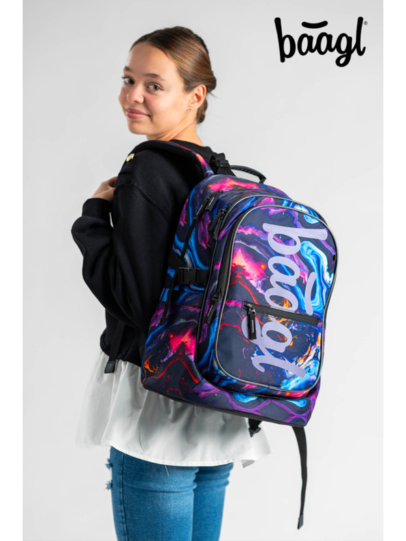 BAAGL  Μωβ σχολικό σετ - σακίδιο πλάτης, μολυβοθήκη, τσάντα Baagl Core Marble