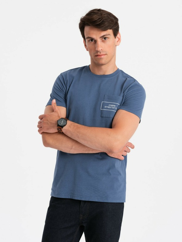 Ombre Clothing Ανδρικό βαμβακερό μπλουζάκι με εκτύπωση τσέπης Ombre Streetstyle Ombre Ρούχα Ombre