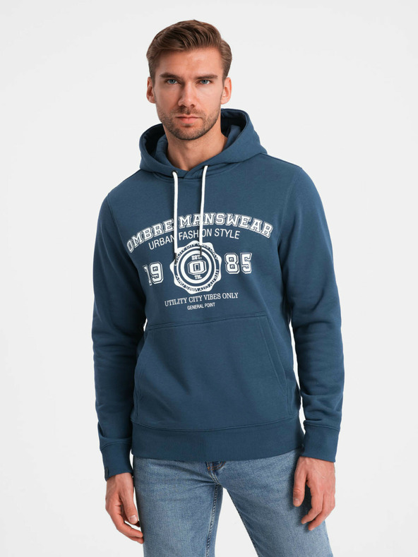 Ombre Clothing Ανδρικό καγκουρό τυπωμένο φούτερ φούτερ Ombre Ενδύματα