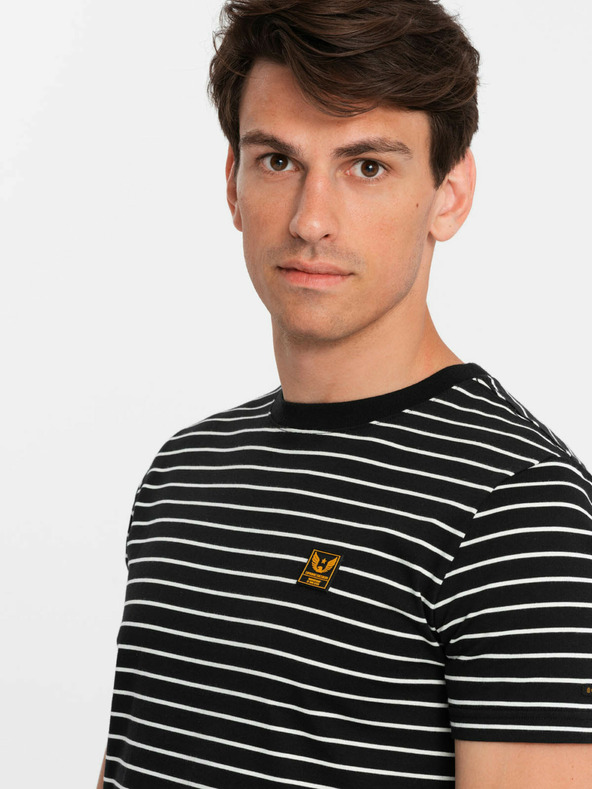 Ombre Clothing Ανδρικό ριγέ μπλουζάκι με μπάλωμα Ombre Clothing