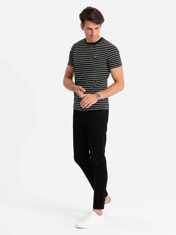 Ombre Clothing Ανδρικό ριγέ μπλουζάκι με μπάλωμα Ombre Clothing