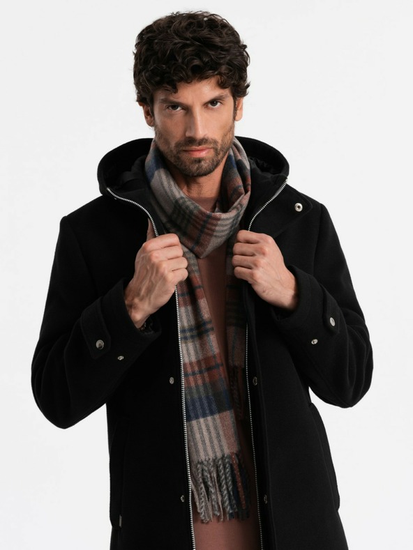 Ombre Clothing Ανδρικό σκωτσέζικο καρό κασκόλ με κρόσσια Ombre Ρούχα