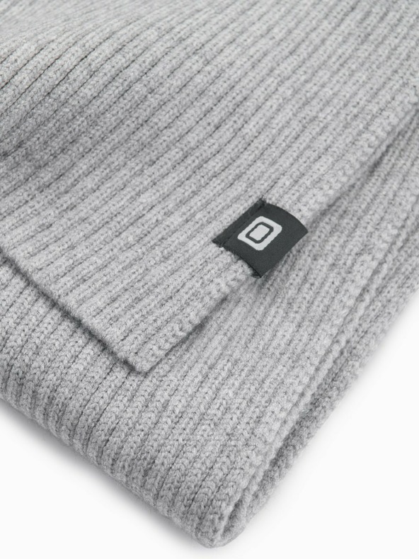 Ombre Clothing Ανδρικό μονόχρωμο πλεκτό κασκόλ με ραβδώσεις γκρι Ombre Clothing