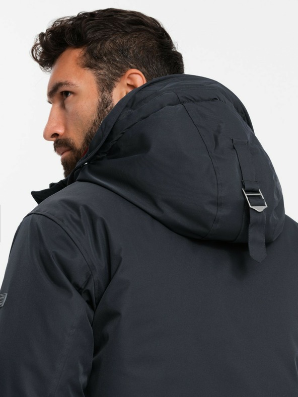 Ombre Clothing Ανδρικό κλασικό μακρύ μπουφάν παρκά μαύρο Ombre Clothing