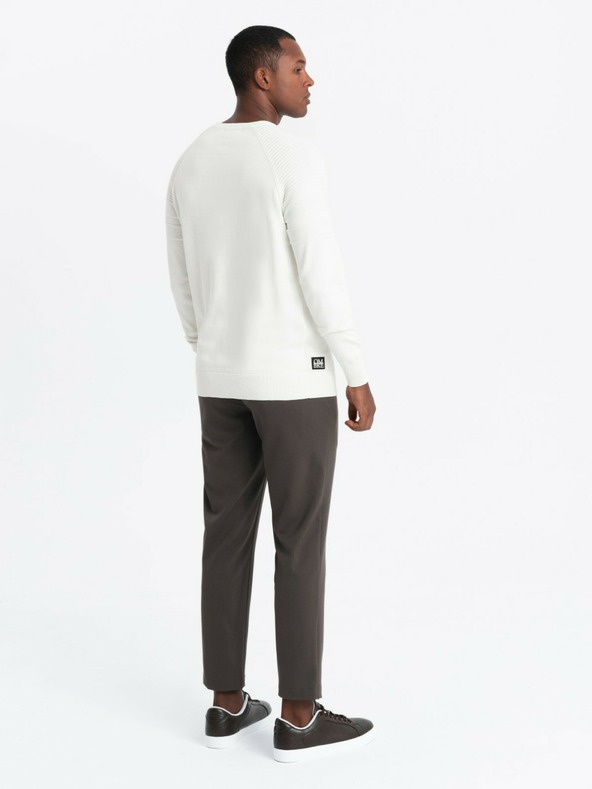 Ombre Clothing Ανδρικό Raglan πουλόβερ με ραβδωτά μανίκια Λευκό Ombre Ρούχα