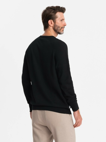 Ombre Clothing Ανδρικά Raglan πουλόβερ με ραβδωτά μανίκια μαύρο Ombre ρούχα