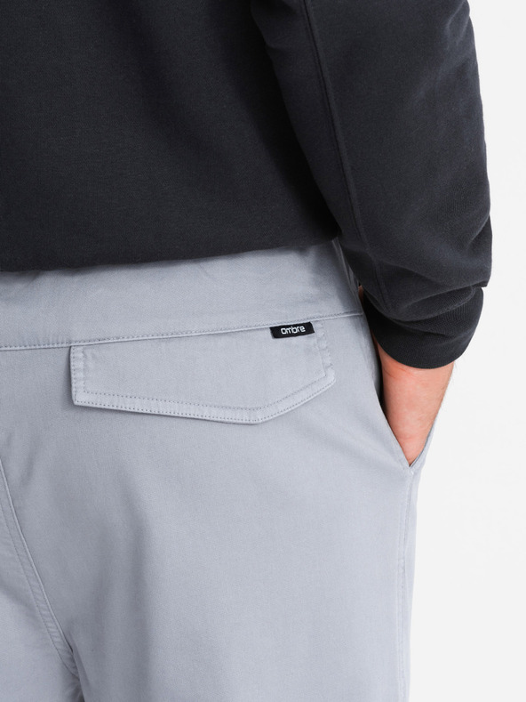 Ombre Clothing Ανδρική πλεκτή φόρμα με τσέπες φορτίου ανοιχτό γκρι Ombre Clothing