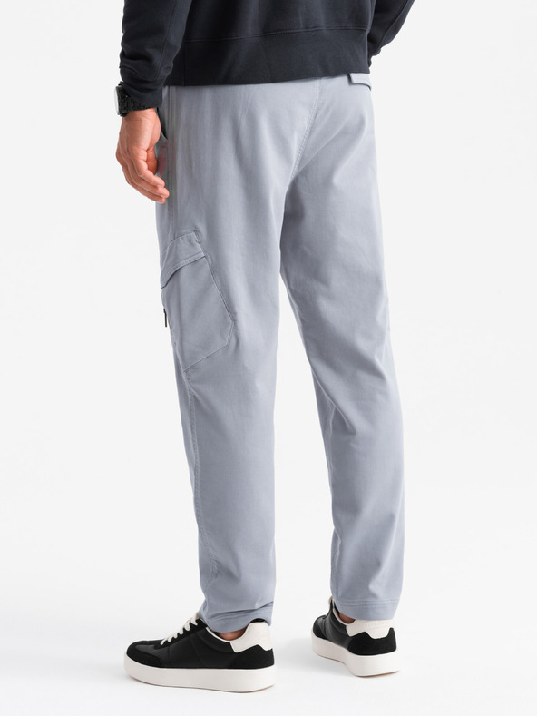 Ombre Clothing Ανδρική πλεκτή φόρμα με τσέπες φορτίου ανοιχτό γκρι Ombre Clothing