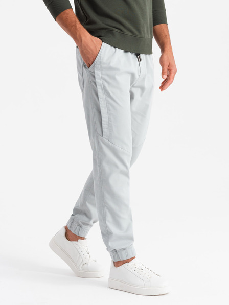 Ombre Clothing Ανδρική πλεκτή φόρμα με πιέτες ανοιχτό γκρι Ombre Clothing