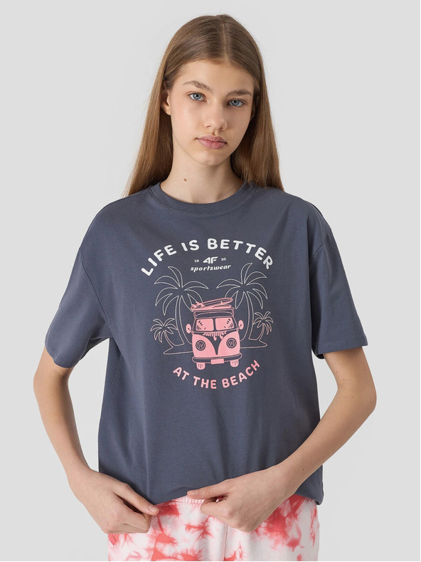 4F Μπλουζάκι κοριτσιών oversize με εκτύπωση 4F
