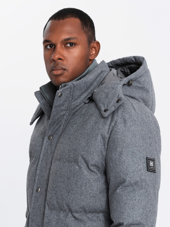 Ombre Clothing Ανδρικό μακρύ ζεστό μπουφάν παρκά με μαλλί Ombre Ρούχα