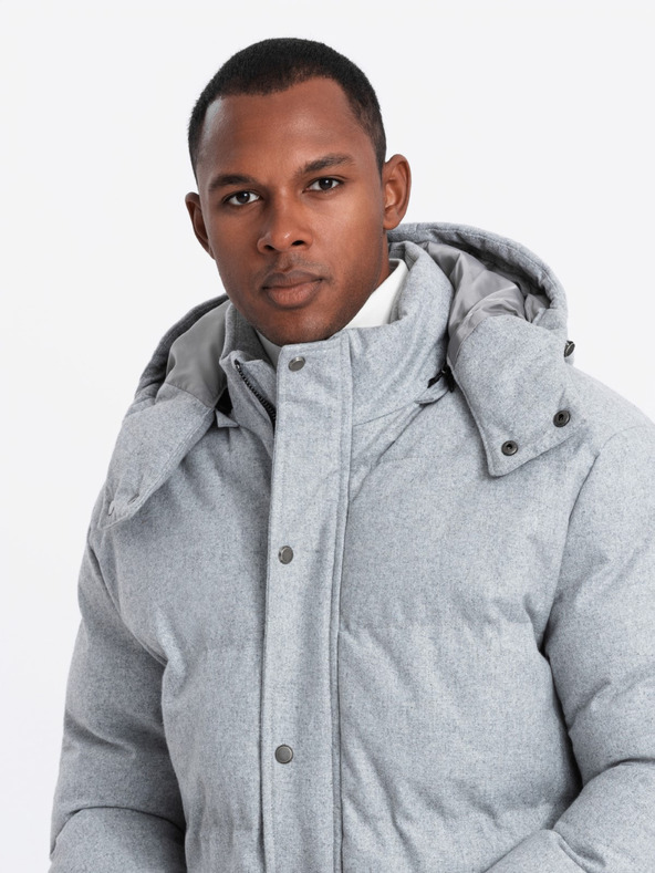 Ombre Clothing Ανδρικό μακρύ ζεστό μπουφάν παρκά με μαλλί Ombre Ρούχα