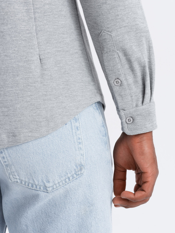 Ombre Clothing Ανδρικό πλεκτό πουκάμισο με λεπτό μανίκι Ombre Ρούχα