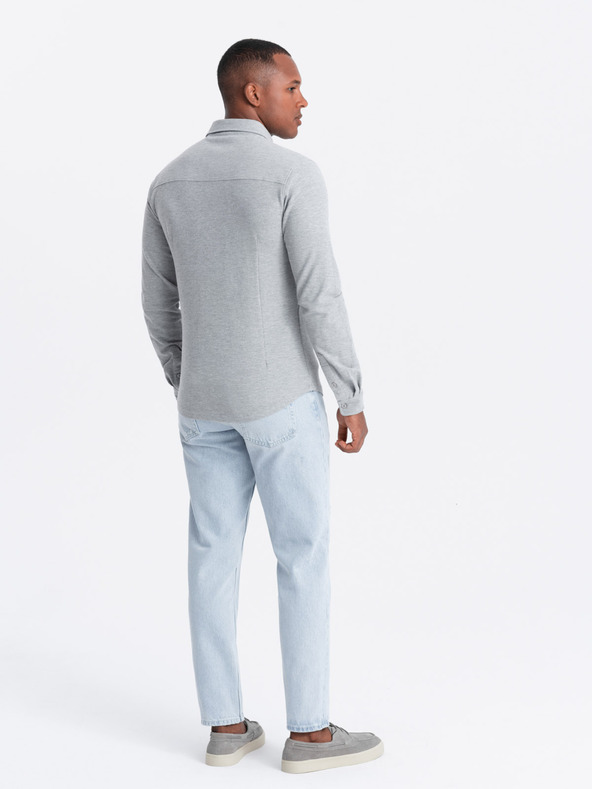 Ombre Clothing Ανδρικό πλεκτό πουκάμισο με λεπτό μανίκι Ombre Ρούχα