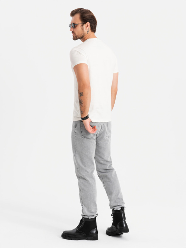 Ombre Clothing Ανδρικό βαμβακερό T-shirt με λεπτό κέντημα Ombre Clothing