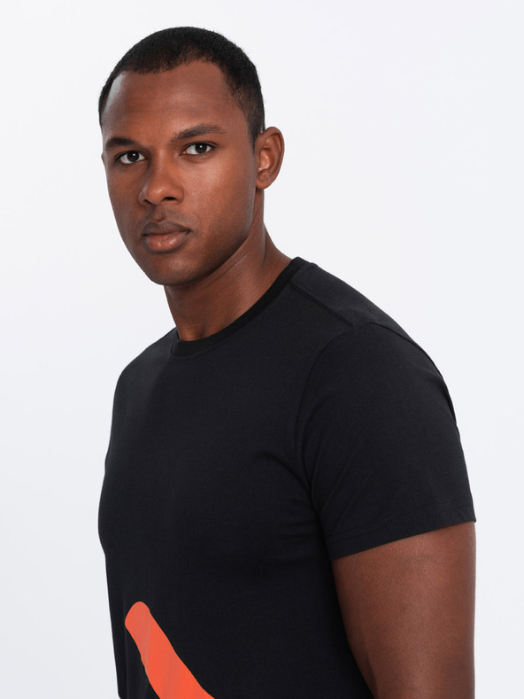 Ombre Clothing Ανδρικό βαμβακερό T-shirt με λεπτό κέντημα Ombre Clothing