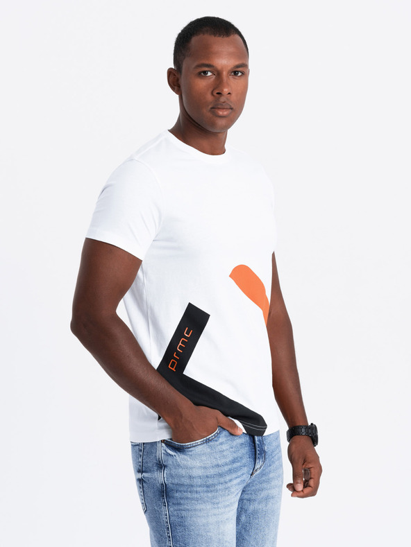 Ombre Clothing Ανδρικό βαμβακερό T-shirt με λεπτό κέντημα Ombre Clothing