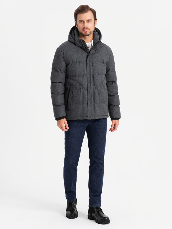 Ombre Clothing Ανδρικό ελαφρύ μπουφάν με επένδυση από πλέγμα και κουκούλα Ombre Clothing