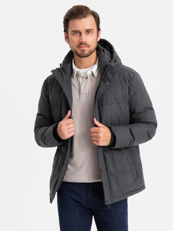 Ombre Clothing Ανδρικό ελαφρύ μπουφάν με επένδυση από πλέγμα και κουκούλα Ombre Clothing