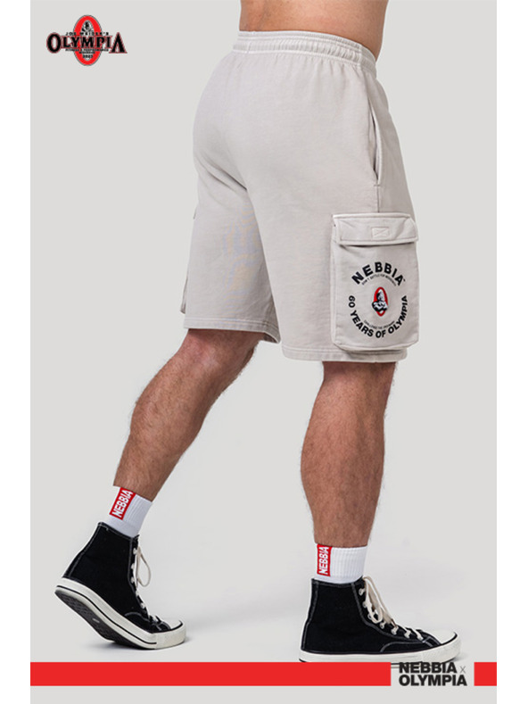 Nebbia Πλυμένο φαρδύ σορτσάκι φορτίου LEGACY 787 M,ανοιχτό γκρι