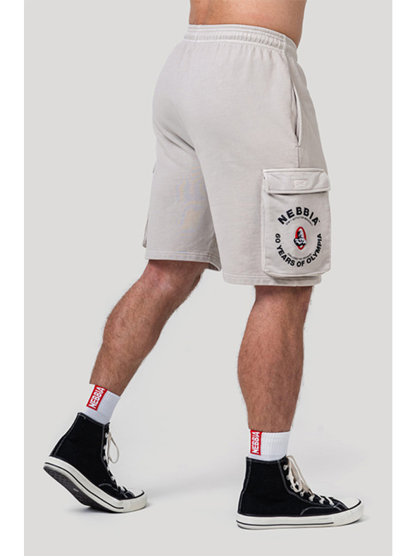 Nebbia Πλυμένο φαρδύ σορτσάκι φορτίου LEGACY 787 M,ανοιχτό γκρι