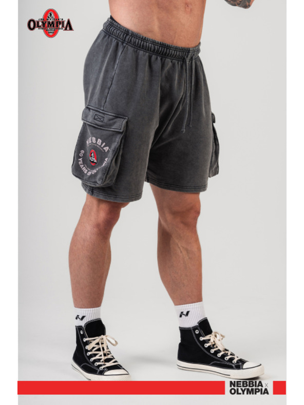 Nebbia Πλυμένο φαρδύ σορτσάκι φορτίου LEGACY 787 M,ανοιχτό γκρι