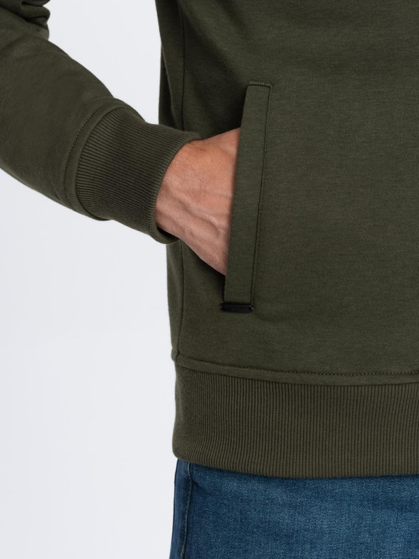 Ombre Clothing Ανδρικό βαμβακερό φούτερ bomber με φερμουάρ χακί Ombre Clothing