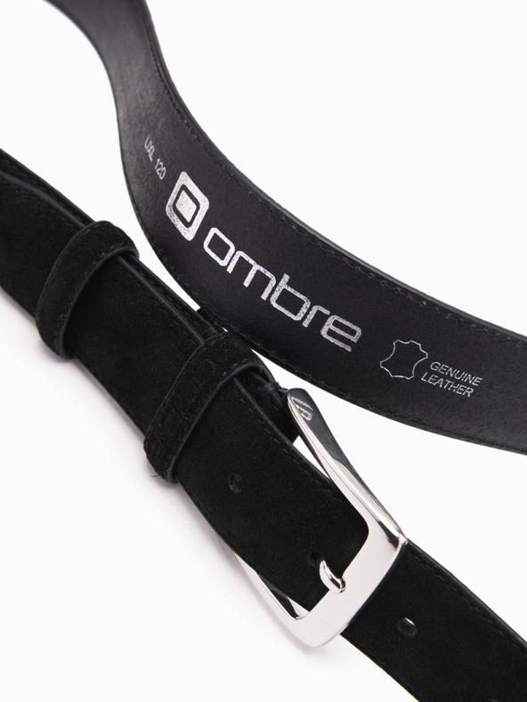 Ombre Clothing Ανδρική μονόχρωμη ζώνη από φυσικό σουέτ μαύρο Ombre Clothing