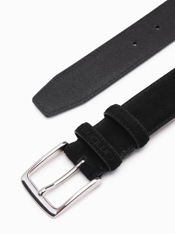 Ombre Clothing Ανδρική μονόχρωμη ζώνη από φυσικό σουέτ μαύρο Ombre Clothing