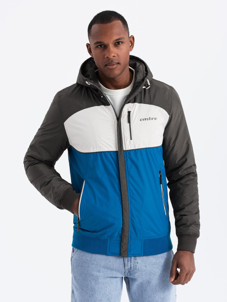 Ombre Clothing Ανδρικό ελαφρύ χρωματιστό αθλητικό μπουφάν με fleece μπλε Ombre Clothing