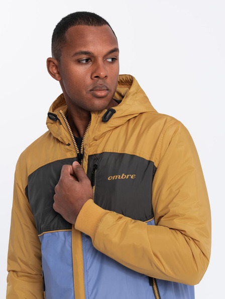 Ombre Clothing Ανδρικό ελαφρύ χρωματιστό αθλητικό μπουφάν με fleece μπλε Ombre Clothing