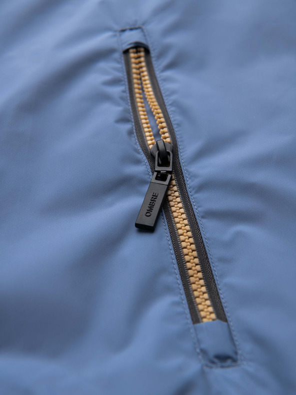 Ombre Clothing Ανδρικό ελαφρύ χρωματιστό αθλητικό μπουφάν με fleece μπλε Ombre Clothing