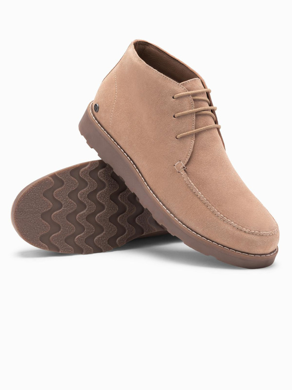 Ombre Clothing Ανδρικά σουέτ μποτάκια αστραγάλου με χοντρή σόλα μπεζ Ombre Clothing