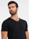 Ombre Clothing Ανδρικό μπλουζάκι SLIM FIT V-neck με ελαστάν και εκτύπωση μαύρο Ombre Clothing