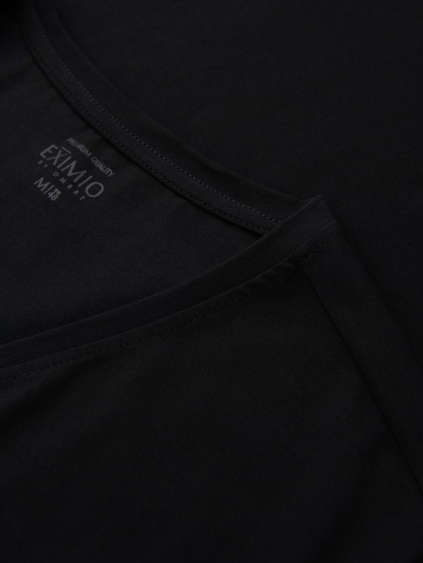 Ombre Clothing Ανδρικό μπλουζάκι SLIM FIT V-neck με ελαστάν και εκτύπωση μαύρο Ombre Clothing