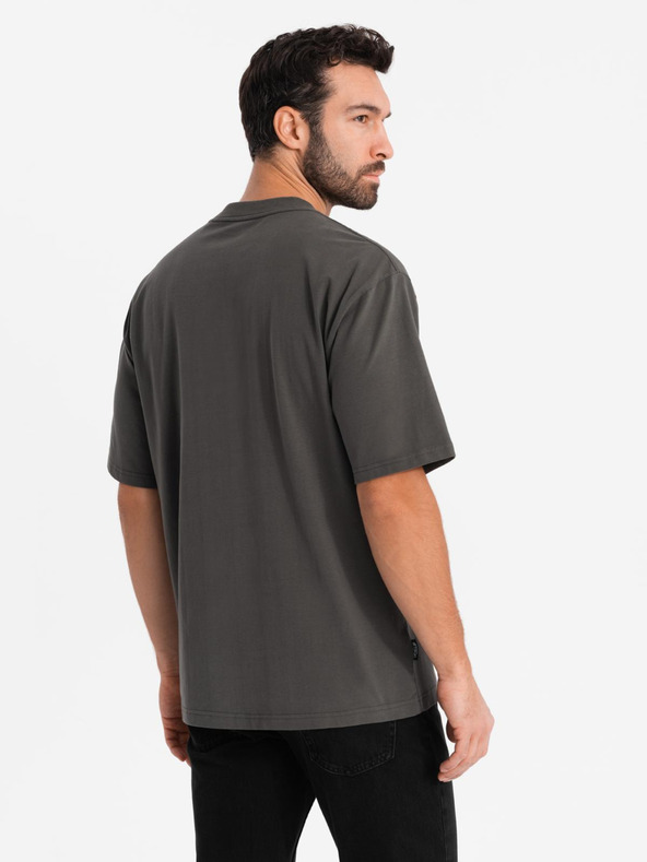 Ombre Clothing Ανδρικό μπλουζάκι LOOSE FIT με τσέπη χακί Ombre Ρούχα