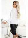 numoco Λευκή γυναικεία μπλούζα με μακριά μανίκια και δέσιμο μπροστά Numoco
