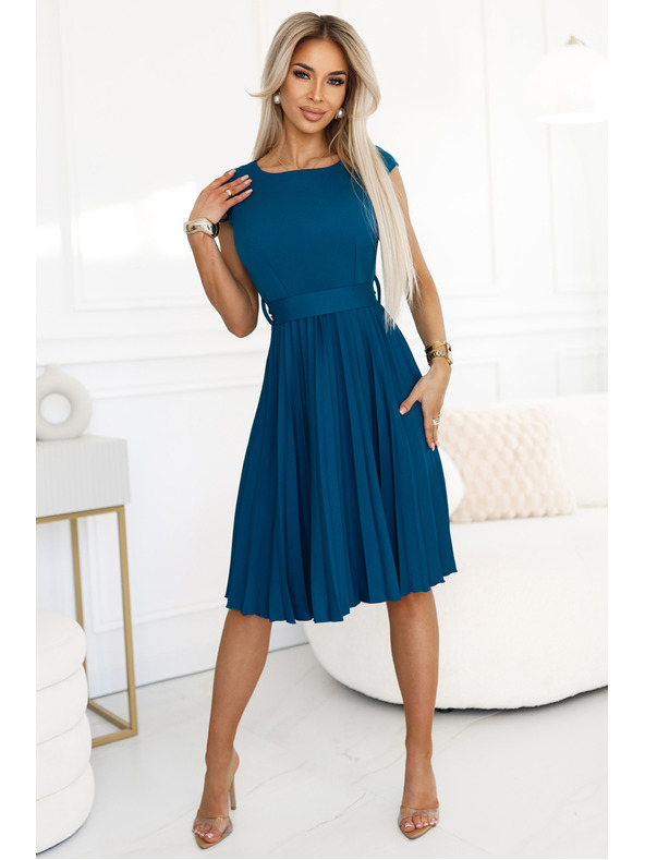 numoco Numoco Κλασικό φόρεμα με λουράκι και κοντό μανίκι με ζώνη