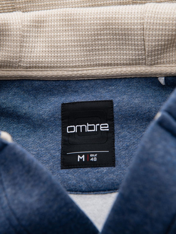 Ombre Clothing Ανδρικό φούτερ με κουμπιά μπλε Ombre Clothing