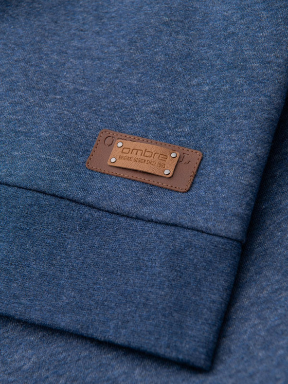 Ombre Clothing Ανδρικό φούτερ με κουμπιά μπλε Ombre Clothing