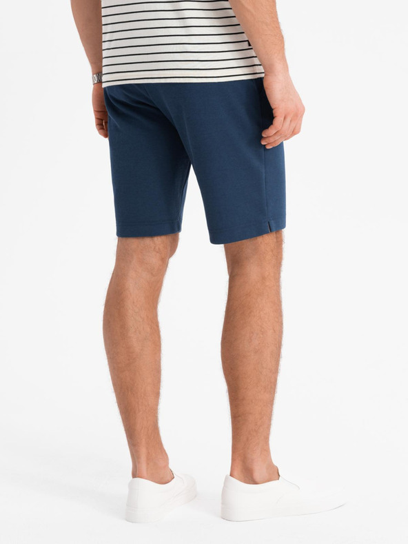 Ombre Clothing Ανδρικό κοντό σορτς SLIM FIT σε δομημένη μελανζέ πλεκτή μπλε Ombre Ενδύματα